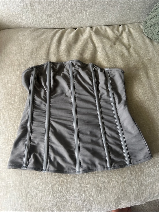 Missguided Tops - Missguided Gray Strapless Corset Bustier